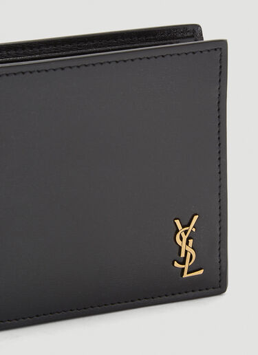 Saint Laurent Logo-Plaque Bi-Fold Wallet Black sla0140041