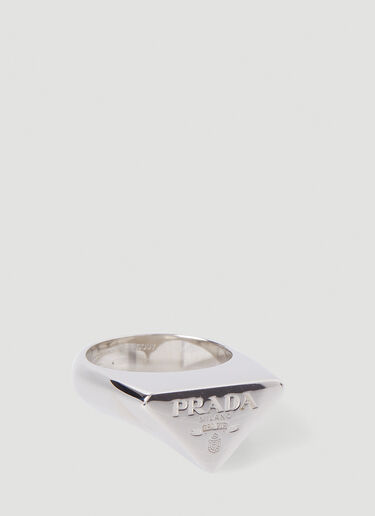 Prada Logo Signet Ring Silver pra0147107