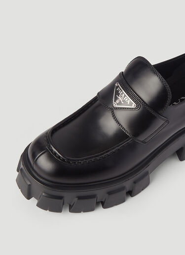 Prada Monolith Platform Leather Loafers Black pra0245013