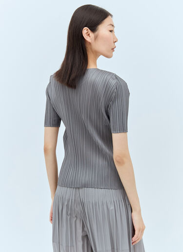 Pleats Please Issey Miyake Short-Sleeve Pleated Top Grey plp0257032