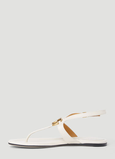 Gucci Double G Thong Leather Sandals White guc0253133
