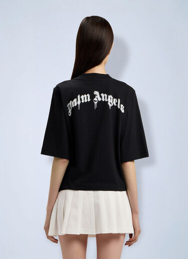 LN-CC® - Palm Angels: Mini Curved Logo Boxy T-Shirt - Black Palm Angels Mini Curved Logo Boxy T-Shirt Black pma0264195