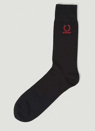 Raf Simons x Fred Perry Embroidered Logo Socks Black rsf0147016