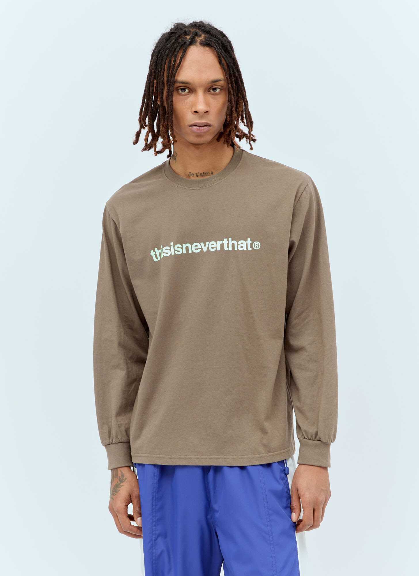 Shop Thisisneverthat Logo Print Long-sleeve T-shirt In Brown