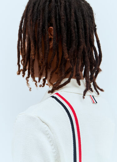 Thom Browne RWB 스트라이프 니트 폴로 셔츠 화이트 thb0156005