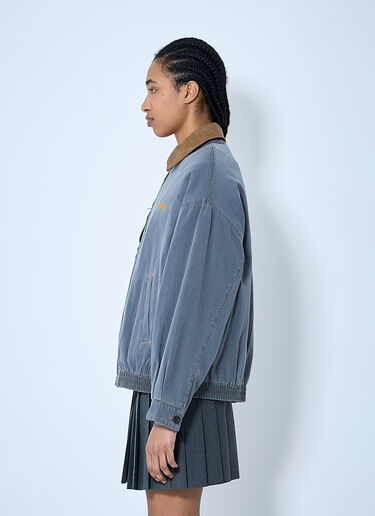 Miu Miu Chambray Jacket With Velvet Collar Grey miu0260064