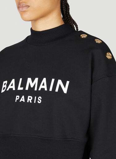 Balmain Logo Print Cropped Sweatshirt Black bln0253024