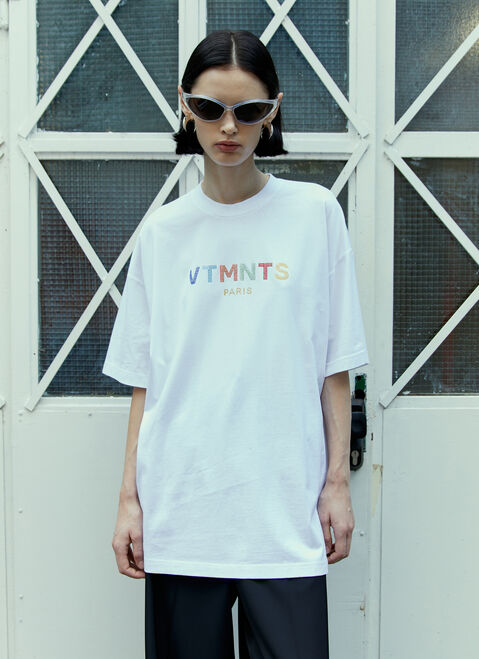 VTMNTS クリスタル エンベリッシュド ロゴTシャツ ブラック vtm0354008