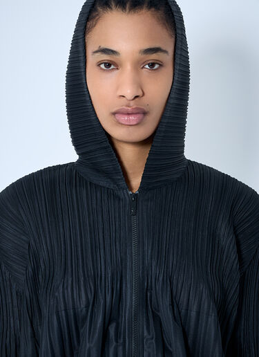 Pleats Please Issey Miyake Pleated Fluffy Jacket Black plp0260008
