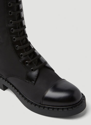 Prada Re-Nylon Knee-High Combat Boots Black pra0249024