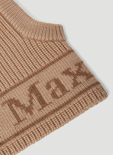 Max Mara Logo Jacquard Wool Balaclava Camel max0254098
