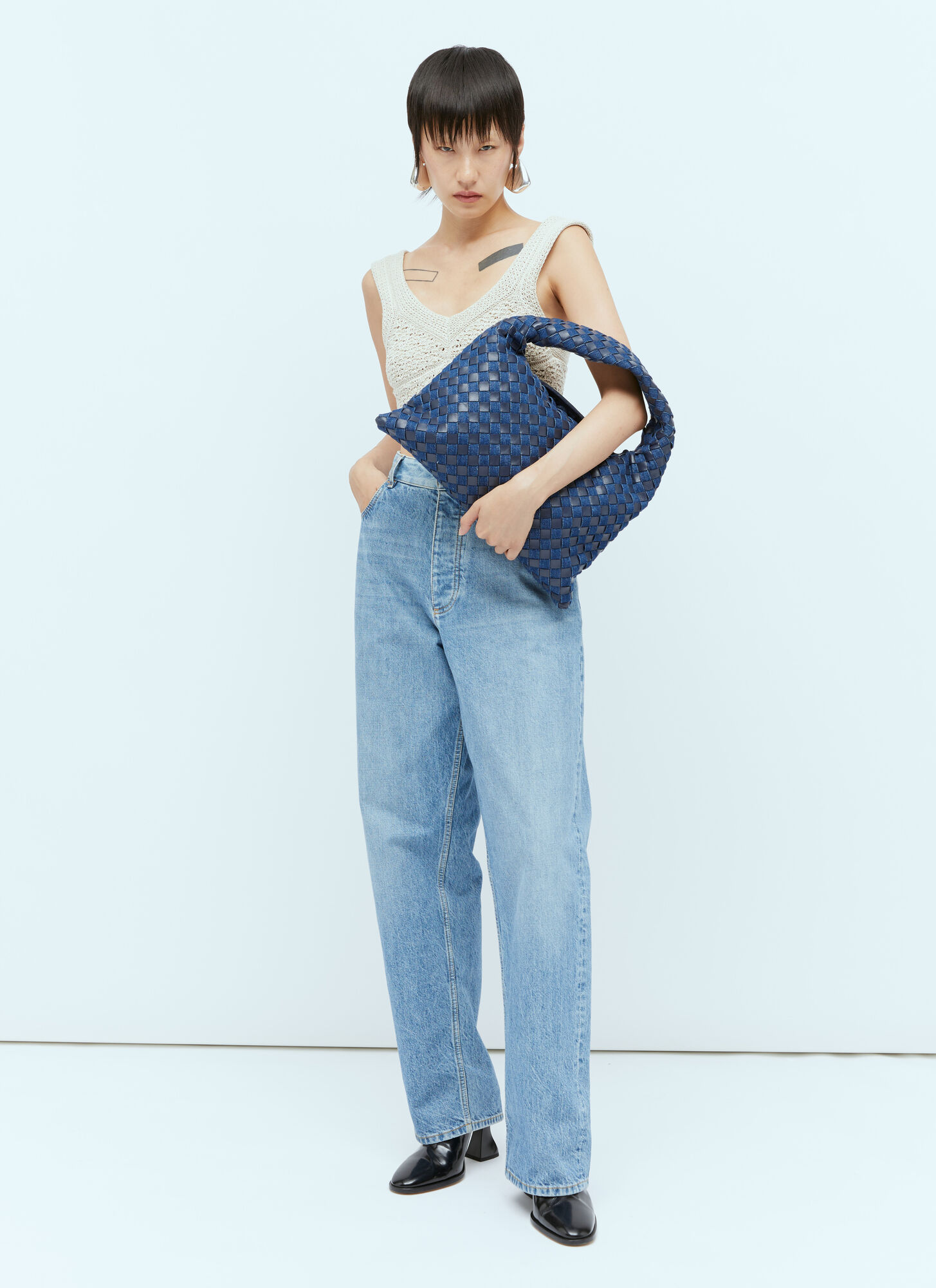 Shop Bottega Veneta Small Hop Shoulder Bag In Blue