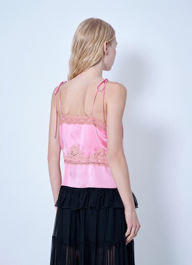 Chloé Camisole Top In Washed Silk Satin & Lace Pink chl0265013