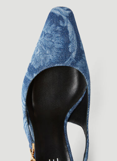 Versace Barocco Denim Low Slingback Pumps Blue ver0255019