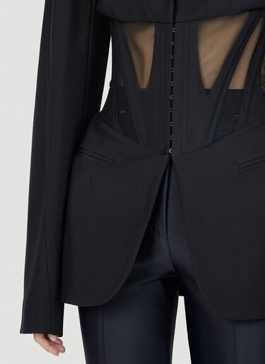 Mugler Mesh Corset Panel Blazer Black mug0251013