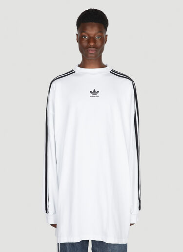 Balenciaga x adidas ロゴプリントロングスリーブTシャツ ホワイト axb0151015