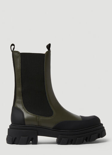 GANNI Chunky Chelsea Boots Green gan0250063