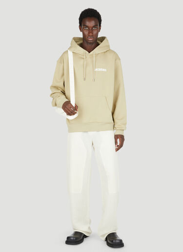 Jacquemus Logo Print Hooded Sweatshirt Khaki jac0154017