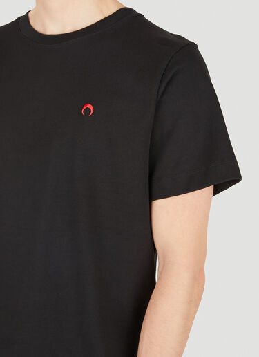 Marine Serre Logo Embroidery T-Shirt Black mrs0150005