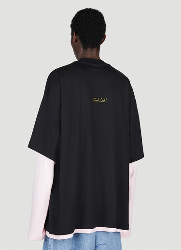 Vetements 럭키 피그 레이어드 롱 슬리브 티셔츠 블랙 vet0154010