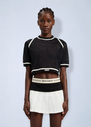 Palm Angels Logo Mesh Cropped Top Black pma0264231