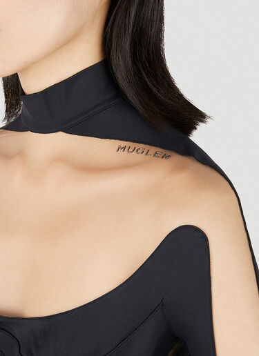 Mugler Structured Cut Out Illusion Bodysuit Black mug0251038