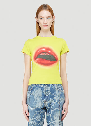 Mowalola Bloody Mouth Cropped T-Shirt Yellow mow0240004
