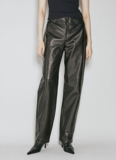 Alexander Wang Fly Leather Wide Leg Pants Black awg0253026