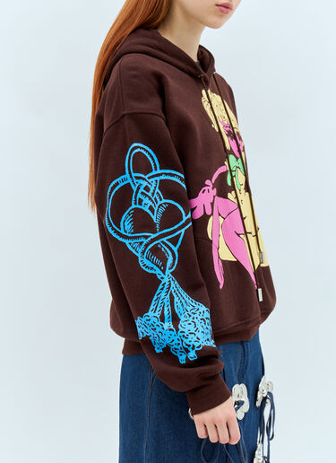 Chopova Lowena Screen Printed Hooded Sweatshirt Brown cho0258009