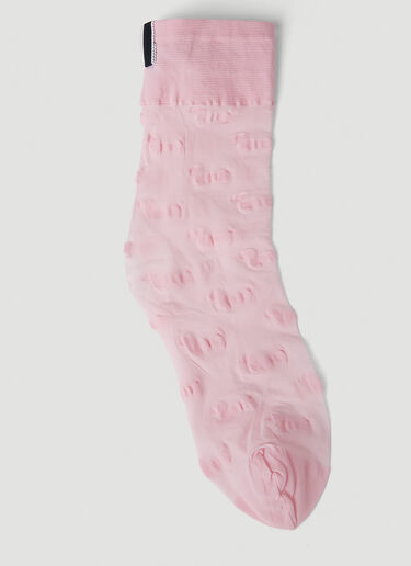 Thom Browne 透明四杠条纹袜 粉色 thb0251001