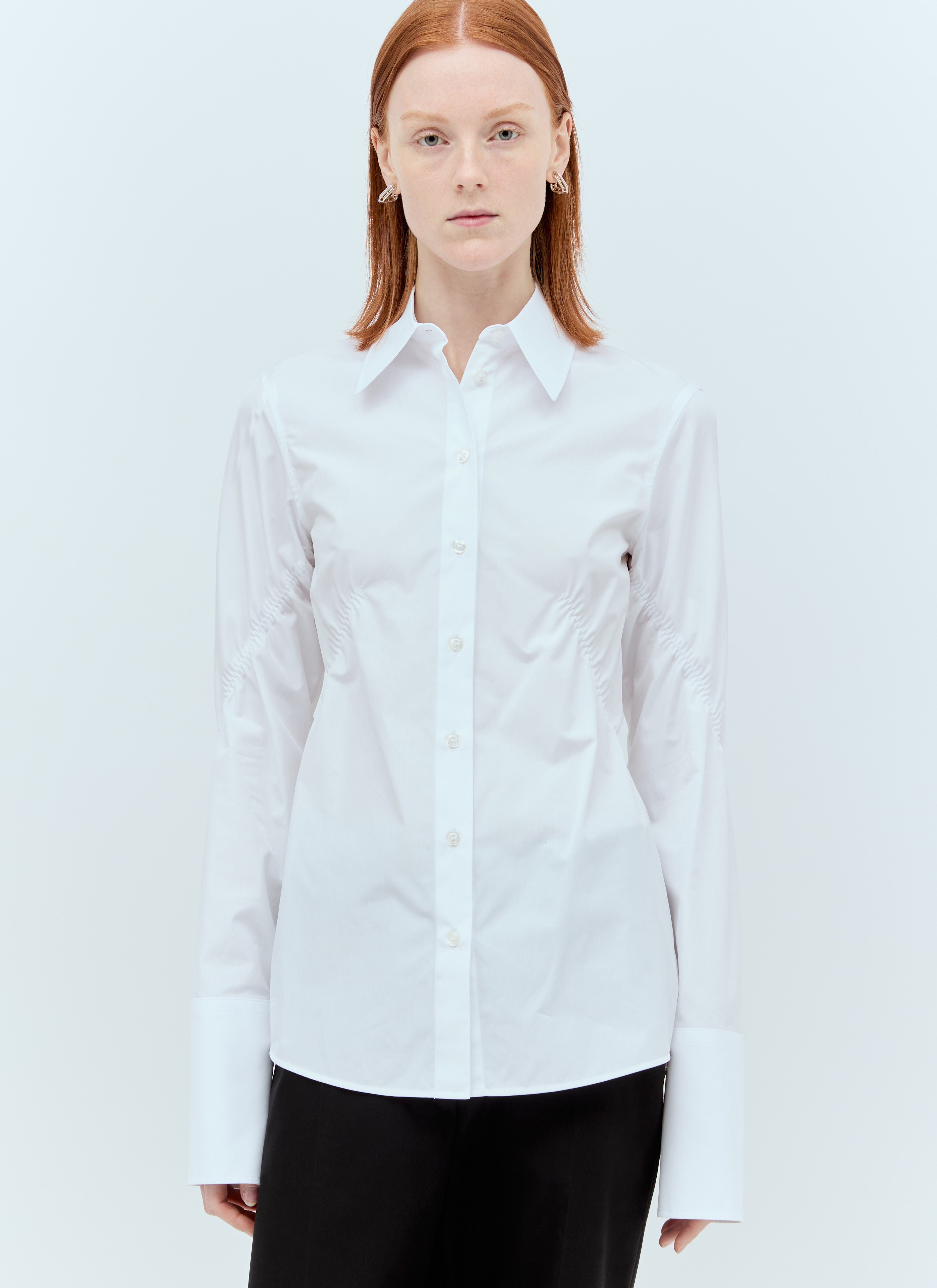 Sportmax Ruched Poplin Shirt White spx0256003