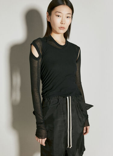 Rick Owens Crop Banana Long Sleeve Top Black ric0255015