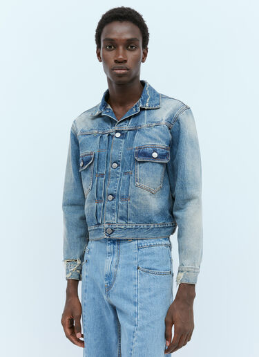 Maison Margiela Cropped Distressed Denim Jacket Light Blue mla0353002