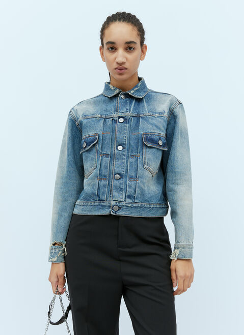 Maison Margiela Cropped Distressed Denim Jacket Black mla0249006