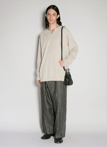 Yohji Yamamoto 스플릿 칼라 스웨터 베이지 yoy0156010
