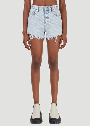 Alexander Wang Logo Denim Shorts Blue awg0245043