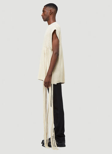 Fringed Knit Vest Sweater Jil Sander Fringed Knit Vest Sweater White jil0110005