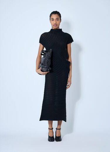 Issey Miyake ストリームニットドレス  ブラック ism0260002