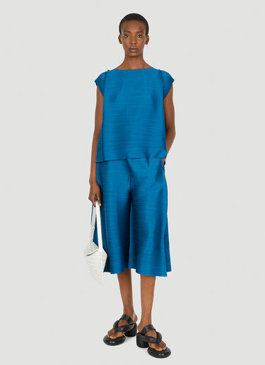 Pleats Please Issey Miyake Hopping Wide Leg Cropped Pants Blue plp0248030