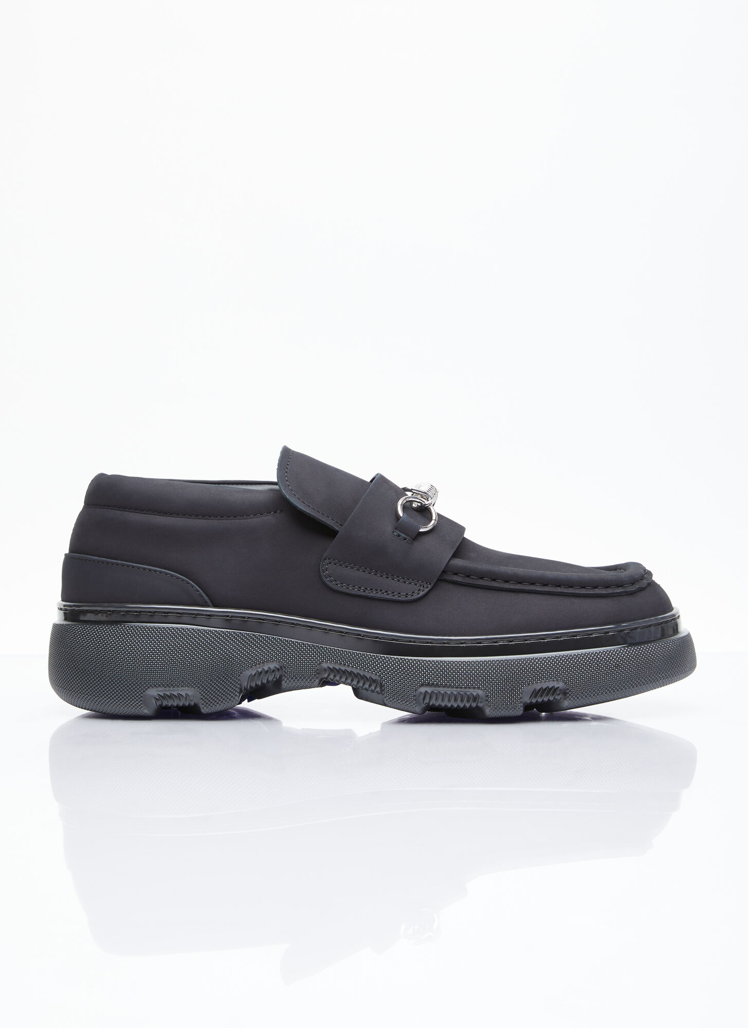 Shop Burberry Nubuck Creeper Clamp Loafers In Black