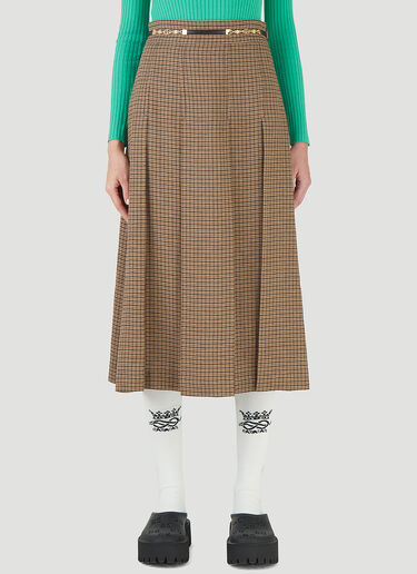 Gucci Check Pleated Skirt Brown guc0245003