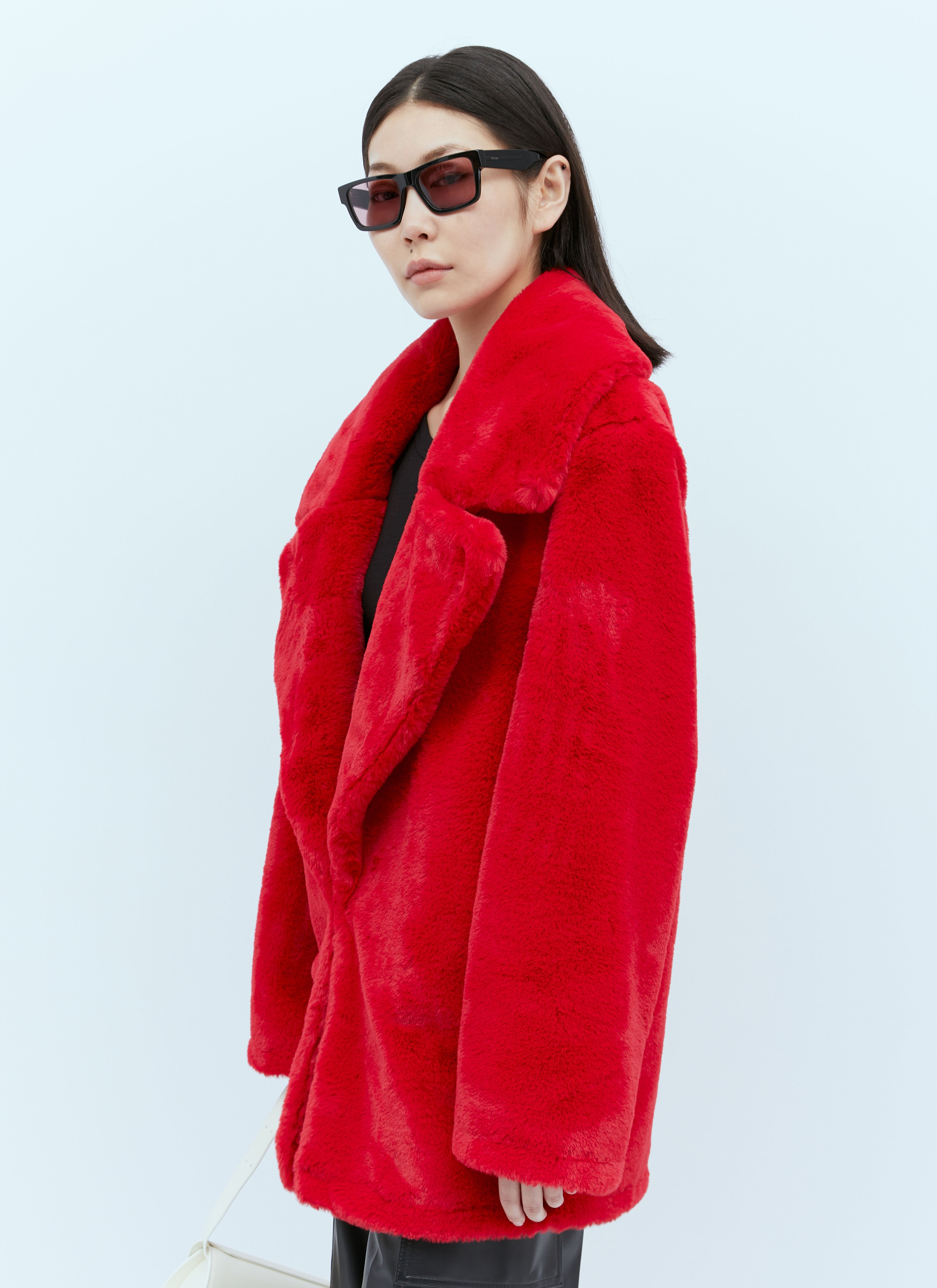 Red fur coat h&m top