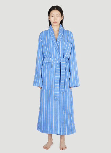 Tekla Striped Hooded Bath Robe Blue tek0353011