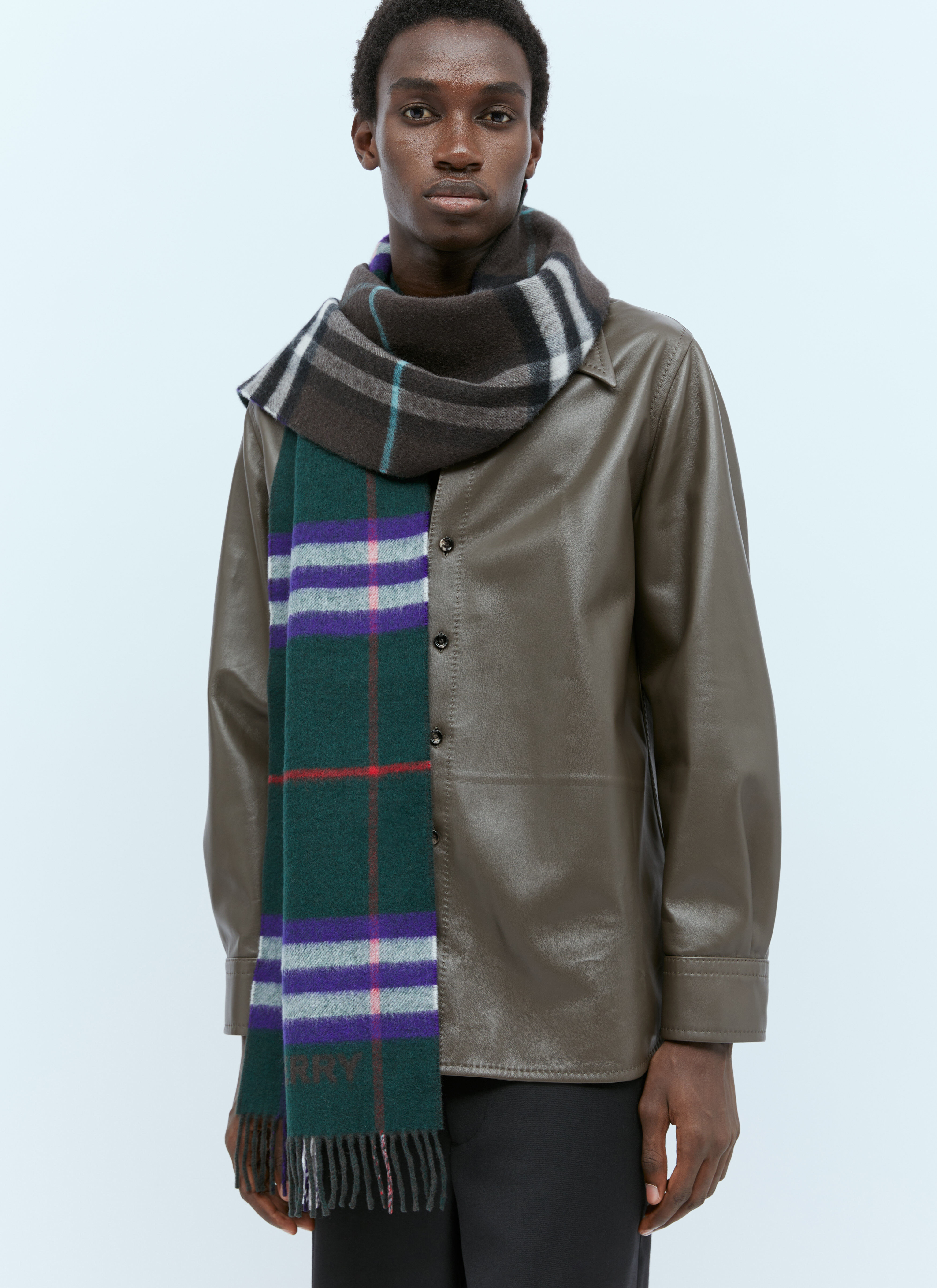 Acne Studios Contrast Check Cashmere Scarf Brown acn0154045