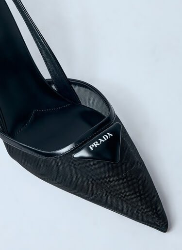 Prada Logo Plaque Pointed Heels Black pra0260005
