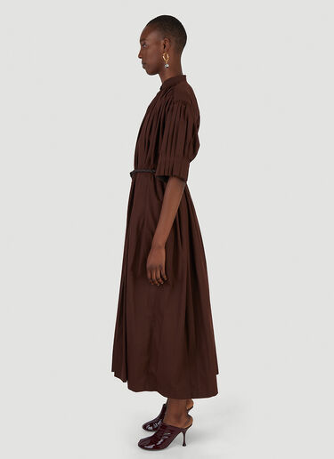 Jil Sander 百褶泡泡袖连衣裙 棕 jil0245018
