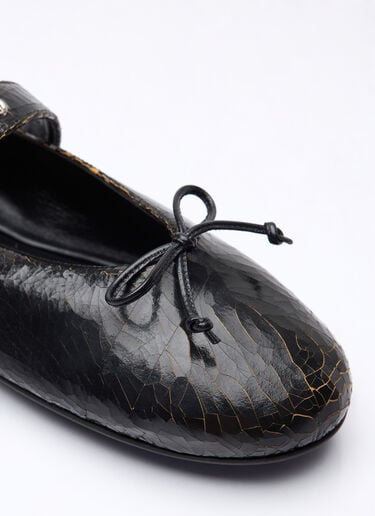 Miu Miu Crackled Leather Ballerina Shoes Brown miu0259022