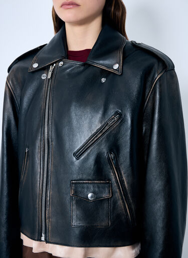 Miu Miu Leather Biker Jacket Black miu0259020