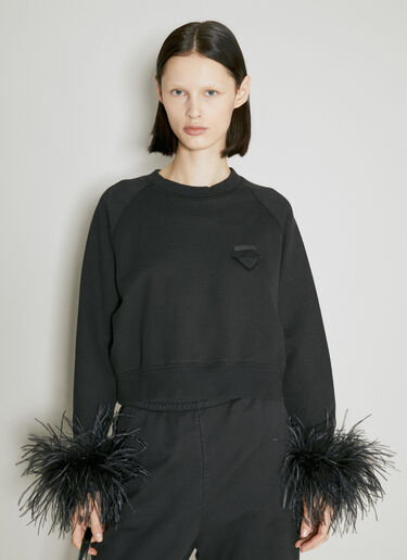 Prada Feather Cuffs Sweatshirt Black pra0255003