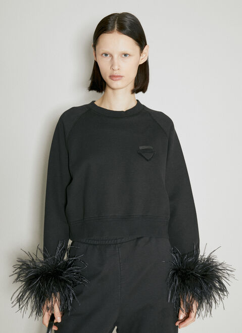 Prada フェザーカフス スウェットシャツ ブラック pra0255003